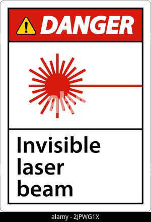 Danger : faisceau laser invisible sur fond blanc Illustration de Vecteur