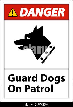 Danger chien de garde sur fond blanc symbole de patrouille Illustration de Vecteur