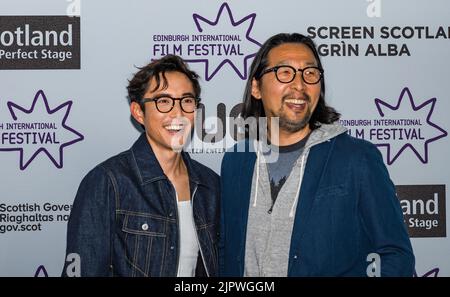 Édimbourg, Écosse, Royaume-Uni, 17th août 2022. La première en Europe du film After Yang au Festival International du film d'Édimbourg au vue Omni Cinema Red Carpet event avec Justin H. min, acteur et acteur, et le réalisateur Kogonada. Crédit : Sally Anderson/Alay Live News Banque D'Images