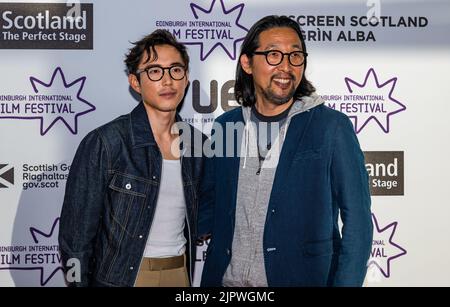 Édimbourg, Écosse, Royaume-Uni, 17th août 2022. La première en Europe du film After Yang au Festival International du film d'Édimbourg au vue Omni Cinema Red Carpet event avec Justin H. min, acteur et acteur, et le réalisateur Kogonada. Crédit : Sally Anderson/Alay Live News Banque D'Images