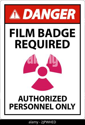 Badge de film de danger requis autorisé uniquement se connecter sur fond blanc Illustration de Vecteur