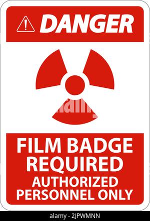 Badge de film de danger requis autorisé uniquement se connecter sur fond blanc Illustration de Vecteur