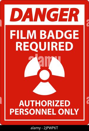 Badge de film de danger requis autorisé uniquement se connecter sur fond blanc Illustration de Vecteur