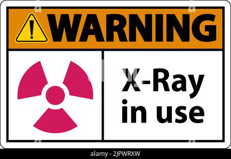 Avertissement : rayons X en cours d'utilisation sur fond blanc Illustration de Vecteur