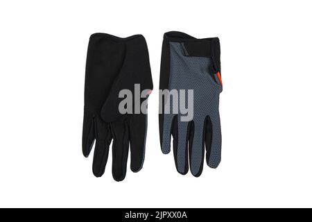 Gants de sport en cuir et matières synthétiques. Isoler sur un fond blanc. Banque D'Images