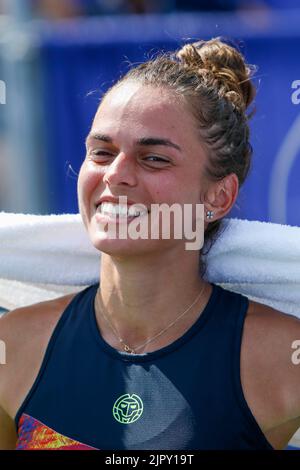 20/08/2022 - VANCOUVER,BC - AOÛT 20 : demi-finales . Valentini Grammatikopoulo(gre) bleu def Emma Navarro(USA) blanc pendant la journée de 2022 Odlum Brown VanOpen au Hollyburn Country Club on 20 août 2022, à Vancouver-Ouest, Colombie-Britannique, Canada.(photo de Clélio Tomaz/Pximages Banque D'Images