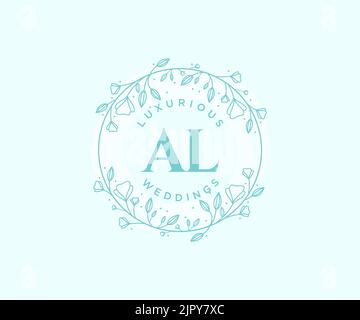 AL initiales lettre mariage monogramme logos modèle, dessin à la main moderne minimalistes et modèles floraux pour cartes d'invitation, Save the Date, élégant Illustration de Vecteur