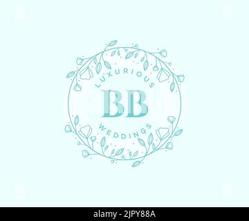 BB initiales lettre mariage monogramme logos modèle, dessin à la main moderne minimalistes et modèles floraux pour cartes d'invitation, Enregistrer la date, élégant Illustration de Vecteur