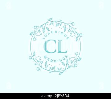 CL initiales lettre mariage monogramme logos modèle, dessin à la main moderne minimalistes et modèles floraux pour cartes d'invitation, Enregistrer la date, élégant Illustration de Vecteur