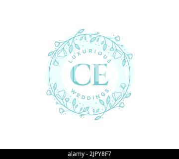 Ce initiales lettre mariage monogramme logos modèle, dessin à la main moderne minimalistes et modèles floraux pour cartes d'invitation, Enregistrer la date, élégant Illustration de Vecteur