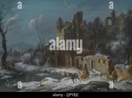 Thomas Wyck Eine Winterlandschaft mit Reisenden Banque D'Images