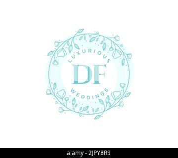 DF initiales lettre mariage monogramme logos modèle, dessin à la main moderne minimalistes et modèles floraux pour cartes d'invitation, Save the Date, élégant Illustration de Vecteur