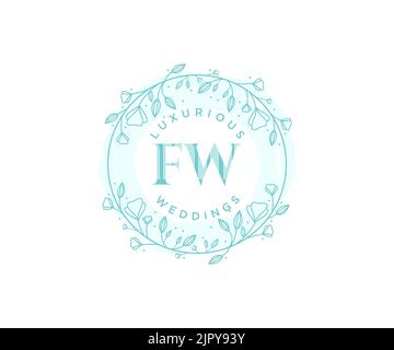 FW initiales lettre mariage monogramme logos modèle, dessin à la main moderne minimalistes et modèles floraux pour cartes d'invitation, Save the Date, élégant Illustration de Vecteur