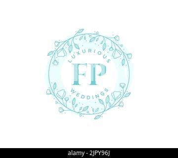 FP initiales lettre mariage monogramme logos modèle, dessin à la main moderne minimaliste et modèles floraux pour cartes d'invitation, Enregistrer la date, élégant Illustration de Vecteur