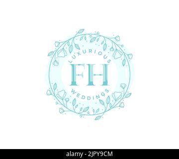 FH initiales lettre mariage monogramme logos modèle, dessin à la main moderne minimalistes et modèles floraux pour cartes d'invitation, Enregistrer la date, élégant Illustration de Vecteur