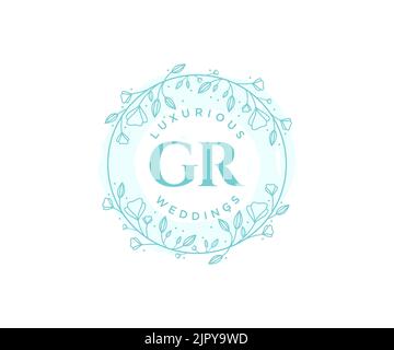 GR initiales lettre mariage monogramme logos modèle, dessin à la main moderne minimalistes et modèles floraux pour cartes d'invitation, Enregistrer la date, élégant Illustration de Vecteur