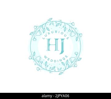 HJ initiales lettre mariage monogramme logos modèle, dessin à la main moderne minimalistes et modèles floraux pour cartes d'invitation, Enregistrer la date, élégant Illustration de Vecteur