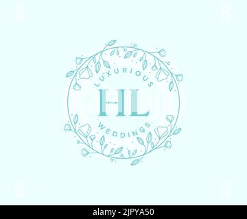 HL initiales lettre mariage monogramme logos modèle, dessin à la main moderne minimalistes et modèles floraux pour cartes d'invitation, Save the Date, élégant Illustration de Vecteur