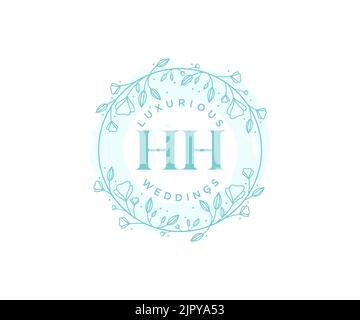 HH initiales lettre mariage monogramme logos modèle, dessin à la main moderne minimaliste et des modèles floraux pour cartes d'invitation, Save the Date, élégant Illustration de Vecteur