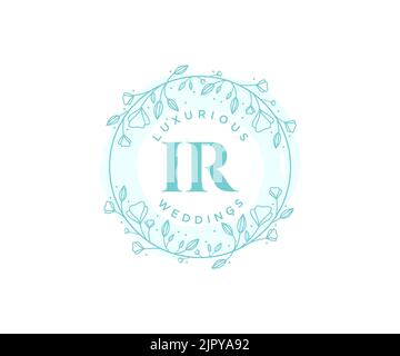 IR initiales lettre mariage monogramme logos modèle, dessin à la main moderne minimaliste et modèles floraux pour cartes d'invitation, Save the Date, élégant Illustration de Vecteur