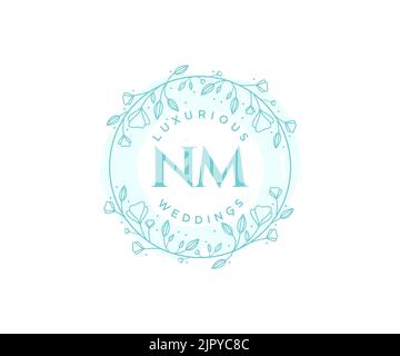 NM initiales lettre mariage monogramme logos modèle, dessin à la main moderne minimalistes et modèles floraux pour cartes d'invitation, Enregistrer la date, élégant Illustration de Vecteur