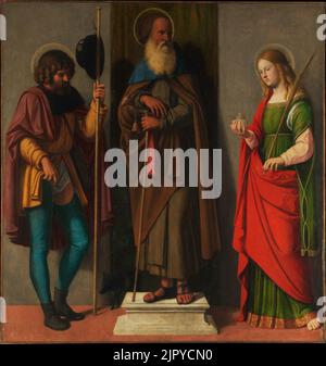 Trois saints Roch Antoine Abbé et Lucy par Cima da Conegliano Banque D'Images