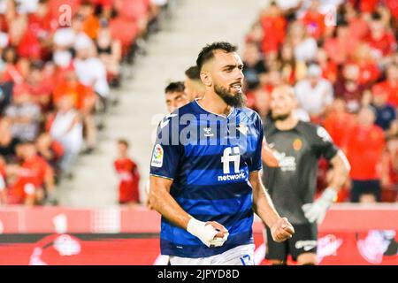 MAJORQUE, ESPAGNE - AOÛT 20 : Borja Iglesias de Real Betis célébration dans le match entre RCD Mallorca et Real Betis de la Liga Santander sur 20 août 2022 à visiter le stade de Majorque son Moix à Majorque, Espagne. (Photo de Samuel Carreño/PxImages) Banque D'Images