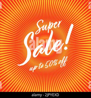 Super-solde jusqu'à 50 % de réduction sur la bannière. Illustration de Vecteur