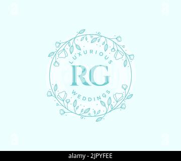 RG initiales lettre mariage monogramme logos modèle, dessin à la main moderne minimaliste et modèles floraux pour cartes d'invitation, Save the Date, élégant Illustration de Vecteur