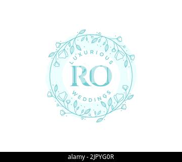 RO initiales lettre mariage monogramme logos modèle, dessin à la main moderne minimalistes et modèles floraux pour cartes d'invitation, Save the Date, élégant Illustration de Vecteur