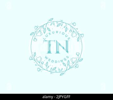 TN initiales lettre mariage monogramme logos modèle, dessin à la main moderne minimalistes et modèles floraux pour cartes d'invitation, Enregistrer la date, élégant Illustration de Vecteur