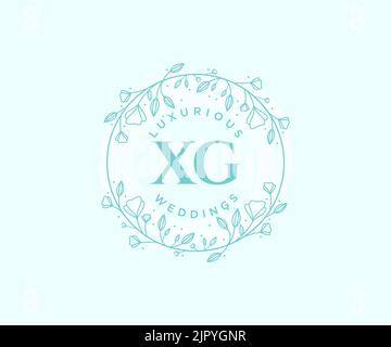 XG initiales lettre mariage monogramme logos modèle, dessin à la main moderne minimalistes et modèles floraux pour cartes d'invitation, Save the Date, élégant Illustration de Vecteur