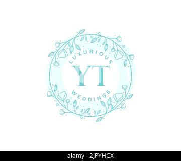 YT initiales lettre mariage monogramme logos modèle, dessin à la main moderne minimalistes et modèles floraux pour cartes d'invitation, Enregistrer la date, élégant Illustration de Vecteur