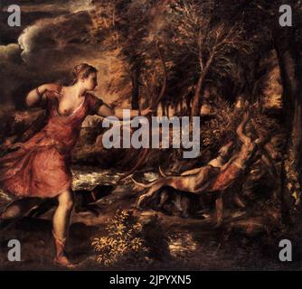 Titien - mort d'Actaeon Banque D'Images