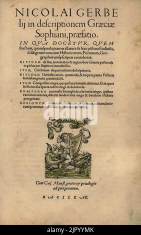 Page titre Arion à cheval sur un dauphin - Gerbelius Nicolas - 1545 Banque D'Images