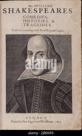Page de titre William Shakespeare's First Folio 1623 Banque D'Images