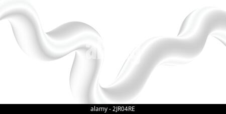 Bannière ondulée liquide 3D abstraite grise et blanche. Arrière-plan vectoriel d'en-tête Web Illustration de Vecteur