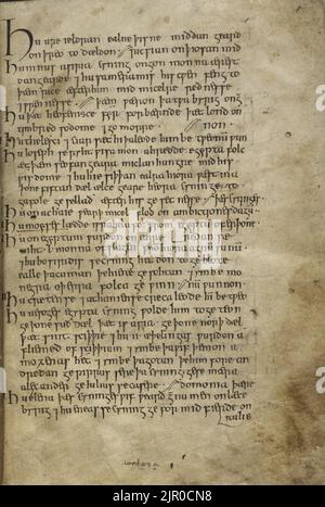 Tollemache Orosius (BL MS Add 47967) - folio 2R - liste des titres de chapitre Banque D'Images