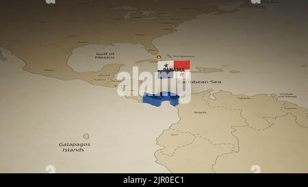 Fête de l'indépendance du Panama avec 3D carte et drapeau. Banque D'Images