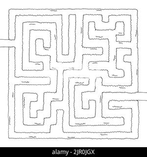 Jardin labyrinthe Bush graphique noir blanc esquisse vue aérienne supérieure vecteur d'illustration Illustration de Vecteur