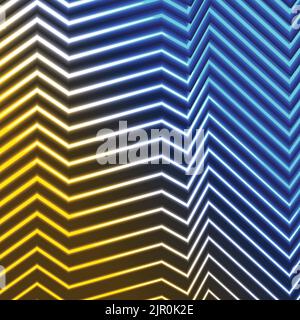 Arrière-plan de réfraction des lignes courbes lumineuses laser au néon bleu et jaune. Motif poster vectoriel Illustration de Vecteur