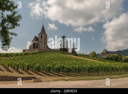 Église Saint-Jacques-le-majeur à Hunawihr, Alsace, France Banque D'Images