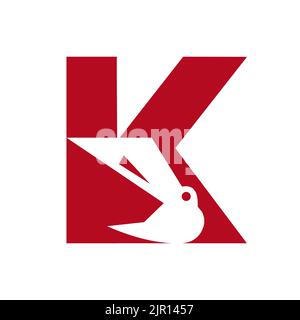 Logo de construction Letter K combiné au modèle vectoriel de symbole de grue de construction Illustration de Vecteur