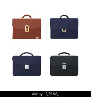 L'ensemble d'icônes du porte-documents est isolé sur un arrière-plan blanc. Les porte-documents ont un style différent. Affaires et finances Illustration de Vecteur