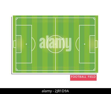Terrain de football. La vue de haut en bas d'un terrain de football européen est isolée sur un fond blanc. Illustration vectorielle d'un terrain de football. Illustration de Vecteur