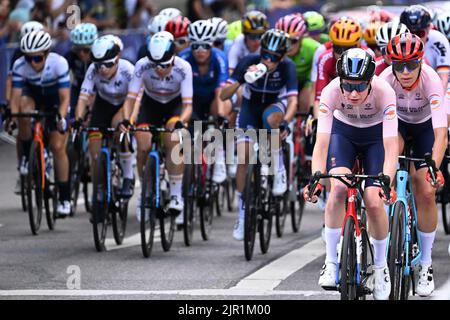 Wolfratshausen, Allemagne. 21st août 2022. Championnats d'Europe, Championnat d'Europe, cyclisme, course, femmes, le peloton en action. Credit: Marius Becker/dpa-Pool/dpa/Alay Live News Banque D'Images