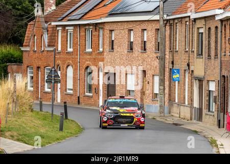 Ypres, Belgique - 21/08/2022, 24 LEFEBVRE Stephane (fra), MALFOY Andy (fra), Citroën C3, action pendant le rallye Ypres Belgique 2022, 9th tour du Championnat du monde de voitures de rallye WRC 2022, de 18 août au 21, 2022 à Ypres, Belgique - photo Nikos Katikis / DPPI Banque D'Images