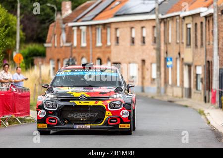 Ypres, Belgique - 21/08/2022, 24 LEFEBVRE Stephane (fra), MALFOY Andy (fra), Citroën C3, action pendant le rallye Ypres Belgique 2022, 9th tour du Championnat du monde de voitures de rallye WRC 2022, de 18 août au 21, 2022 à Ypres, Belgique - photo Nikos Katikis / DPPI Banque D'Images