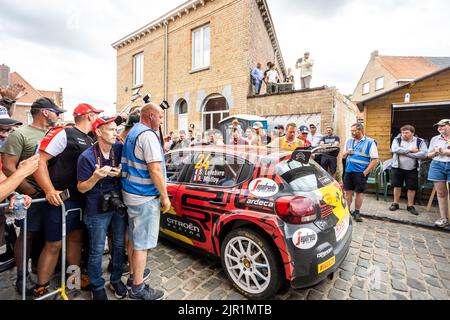 Ypres, Belgique - 21/08/2022, 24 LEFEBVRE Stephane (fra), MALFOY Andy (fra), Citroën C3, action pendant le rallye Ypres Belgique 2022, 9th tour du Championnat du monde de voitures de rallye WRC 2022, de 18 août au 21, 2022 à Ypres, Belgique - photo Nikos Katikis / DPPI Banque D'Images