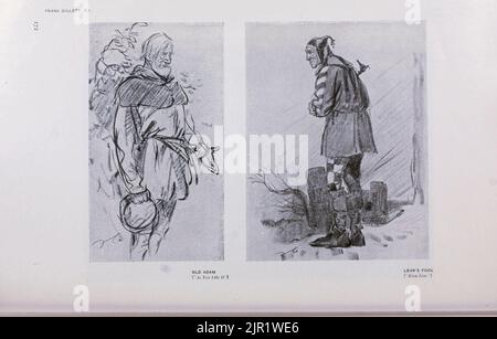 Old Adam (comme vous l'aimez) [à gauche] Lear's Fool (King Lear) de Frank Gillett du livre « Shakespeare in pictural art » de Salaman, Malcolm Charles, 1855-1940; Holme, Charles, 1848-1923 Date de publication 1916 Publisher London, New York [etc.] : 'The Studio' ltd. Banque D'Images